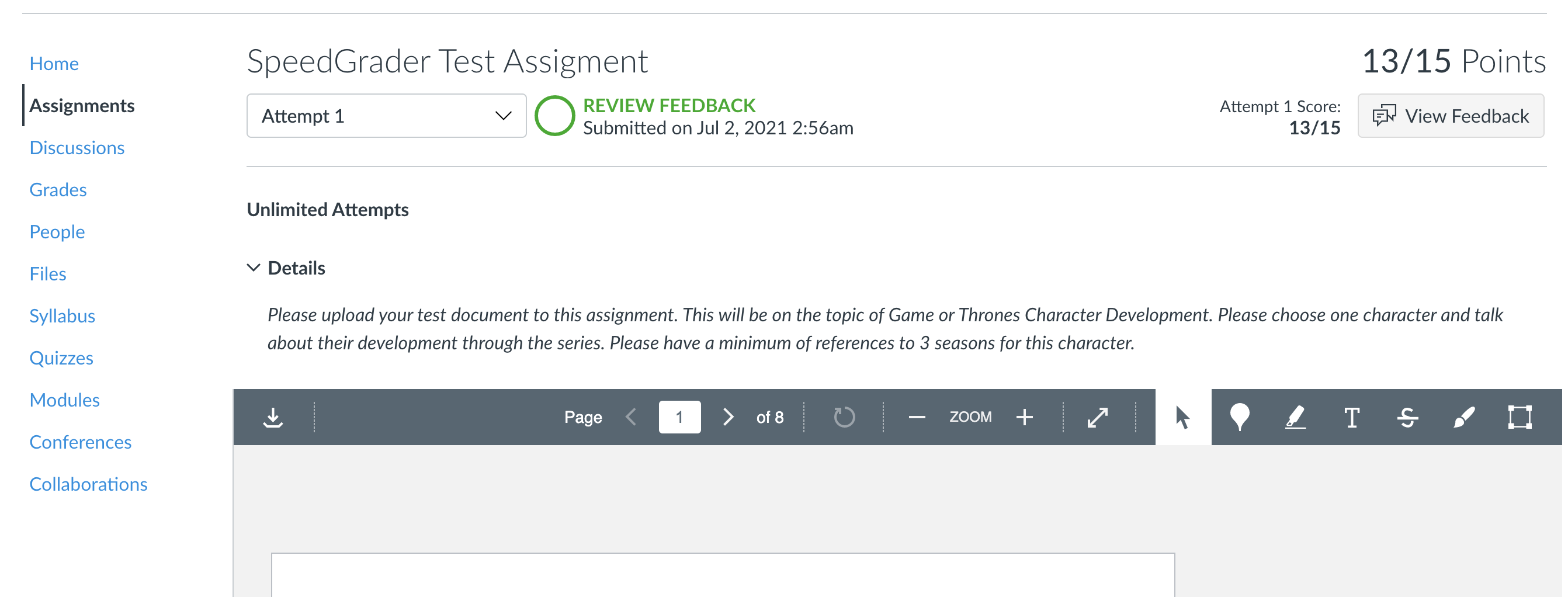 How to Use SpeedGrader as Student